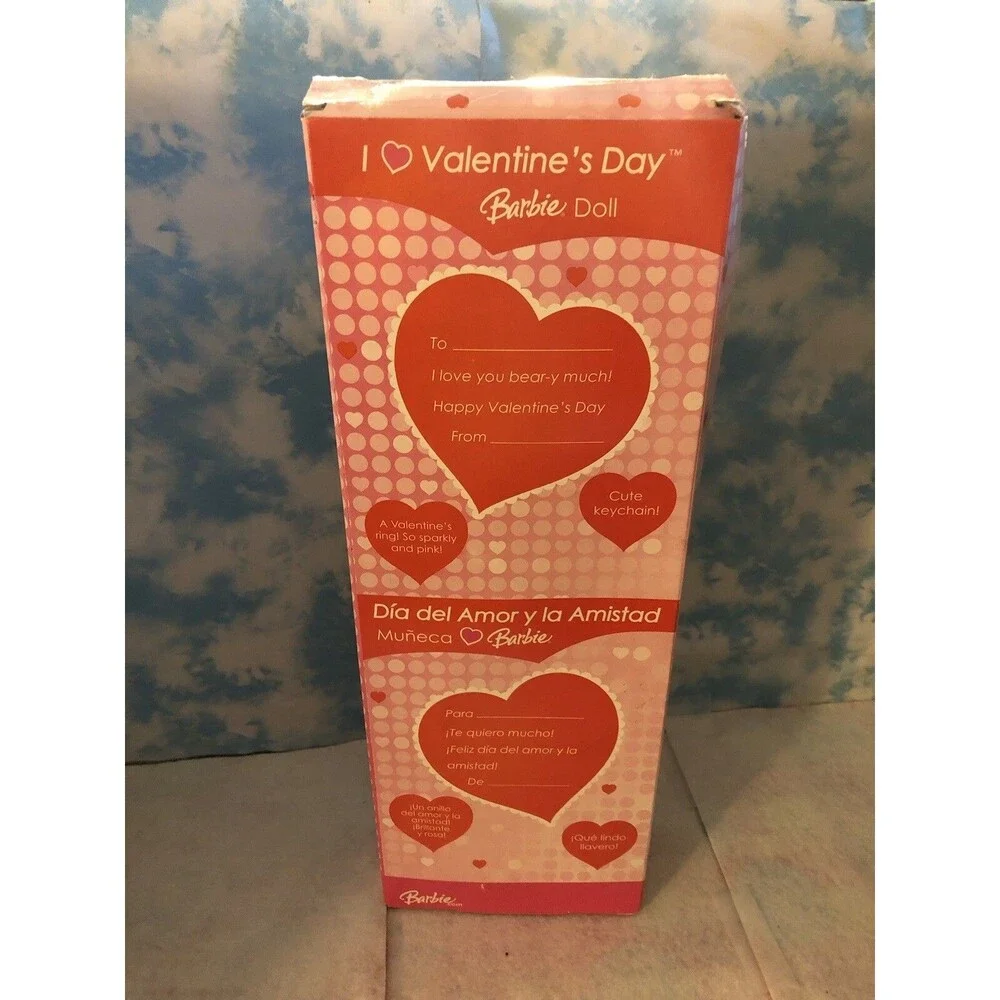Barbie Doll Valentine Red Hearts Dress W/Teddy Bear & Ring New 2006 Damaged Box